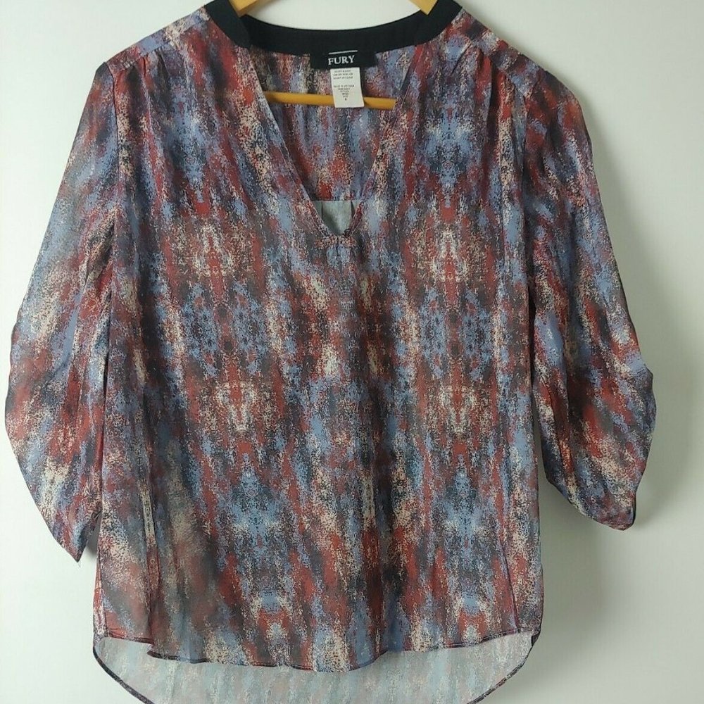 Fury Womens Top Blouse Sheer